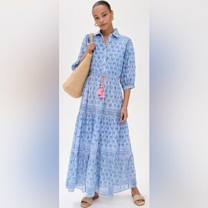 BELL Floral Blue Dress with Pink Accents